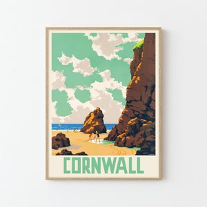Cornwall England Britain Vintage Travel Poster Fine Art Print | Home Decor | Wall Art Print