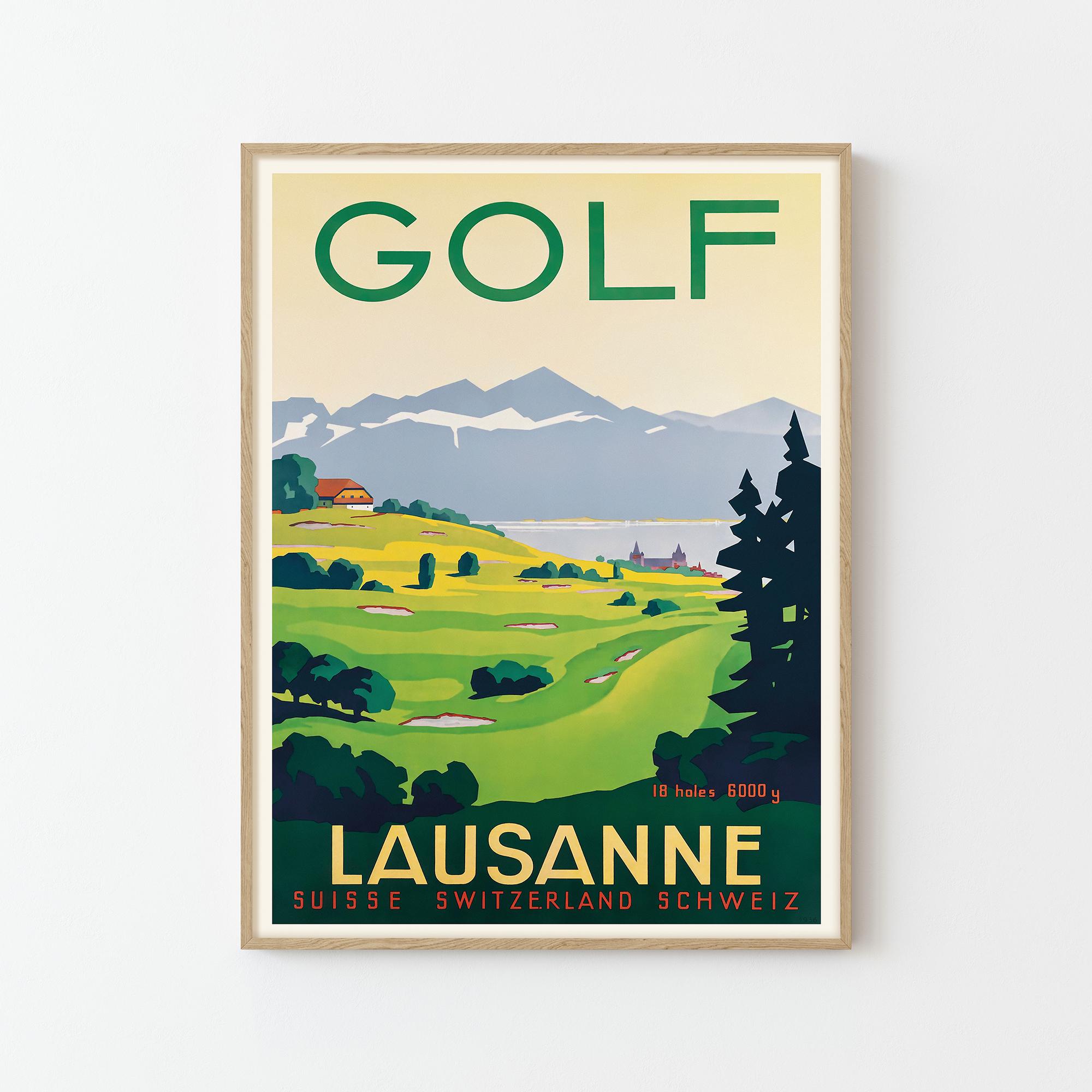 Golf Switzerland Vintage Travel Poster Fine Art Print | Home Decor Retro Wall Art Gift