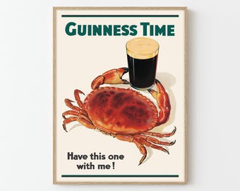 Guinness Time Crab Poster Print | John Gilroy Irish Beer Advertisement