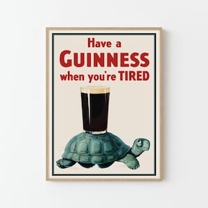 Cartaz de anúncio vintage da Guinness Impressão de arte personalizada | Decoração para casa Arte de parede Presente