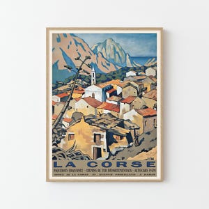 Póster de viaje vintage de Córcega, impresión artística personalizada, regalo de arte de pared para decoración del hogar
