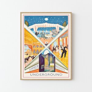 London Underground Summer Nights Vintage Travel Poster Fine Art Print | Home Decor | Wall Art Print