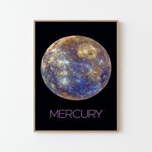 Mercury NASA Space Travel Poster Print | | Stars Planets Universe Cosmos