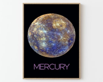 Mercury NASA Space Travel Poster Print | | Stars Planets Universe Cosmos