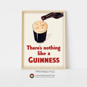 Vintage Guinness Pint Smiling Irish Pub Poster | John Gilroy Art Digital Download
