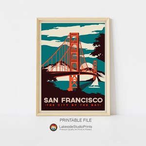 San Francisco Vintage Travel Poster Instant Download JPG file | Printable Digital Art