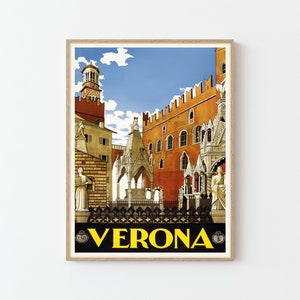 Verona Italy Vintage Travel Poster Fine Art Print | Home Decor | Wall Art Print