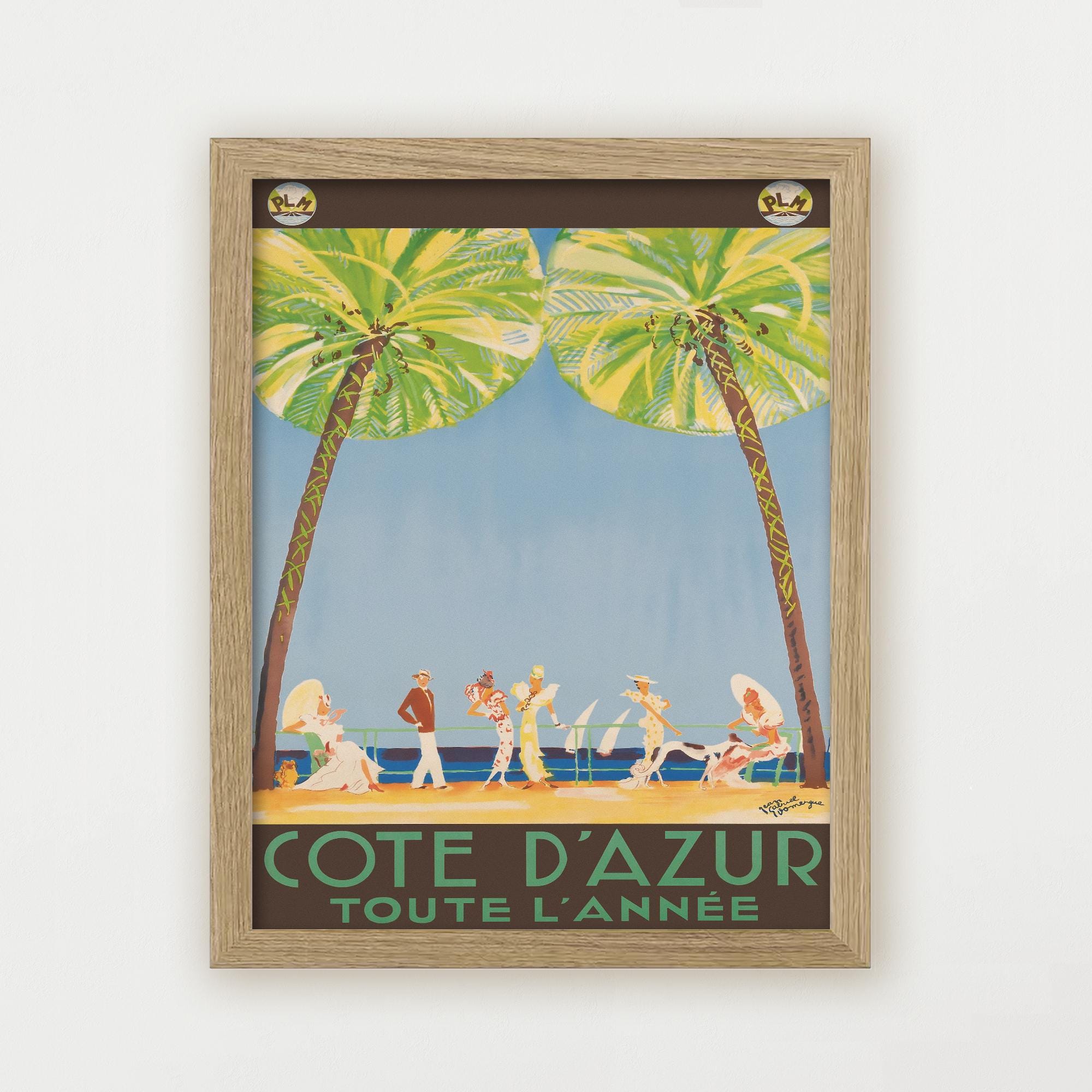 額装品/Joe on the Beach（アンリ シルバーマン）/アートポスター ヴィンテージ コート・ダジュール フランス 旅行ポスター フレンチ