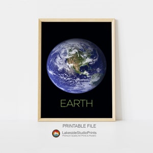 Cartel del espacio terrestre / NASA Nuestros planetas / Descarga instantánea de archivos JPG / Archivo JPEG imprimible