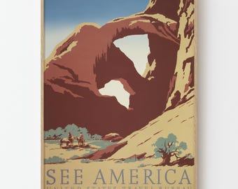 Poster See America vintage, Utah Arches National Park, impression d'art mural de voyage