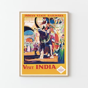 Visit India Vintage Travel Poster Custom Art Print | Home Decor Wall Art Gift