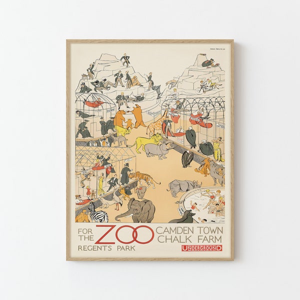 Regents Park Zoo London Vintage Travel Poster Fine Art Print | Home Decor | Wall Art Print