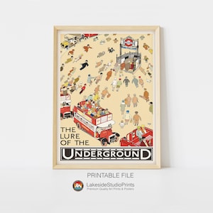 London Underground Vintage Travel Poster Instant Download JPG file | Printable Digital Art