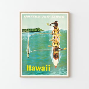 Hawaii Vintage Travel Poster Custom Art Print | Home Decor Wall Art Gift