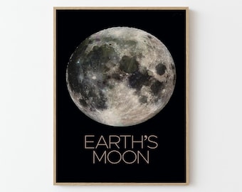 Moon Space Travel Poster Print | Stars Planets Universe Cosmos