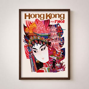 Hong Kong China Vintage Travel Poster Print | Airline Tourism Retro Wall Art