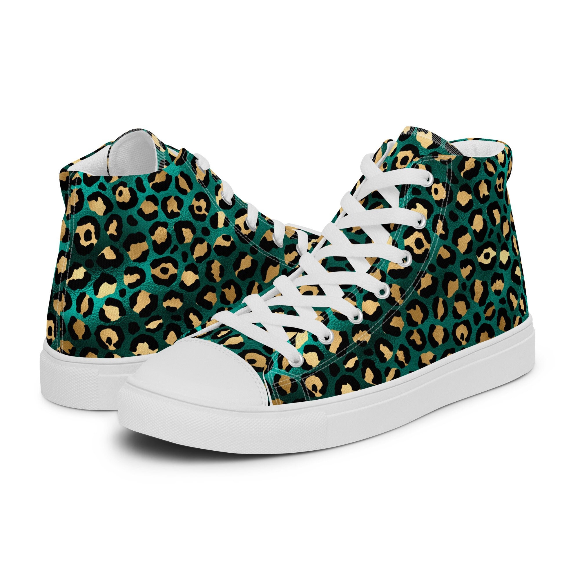 green leopard print trainers