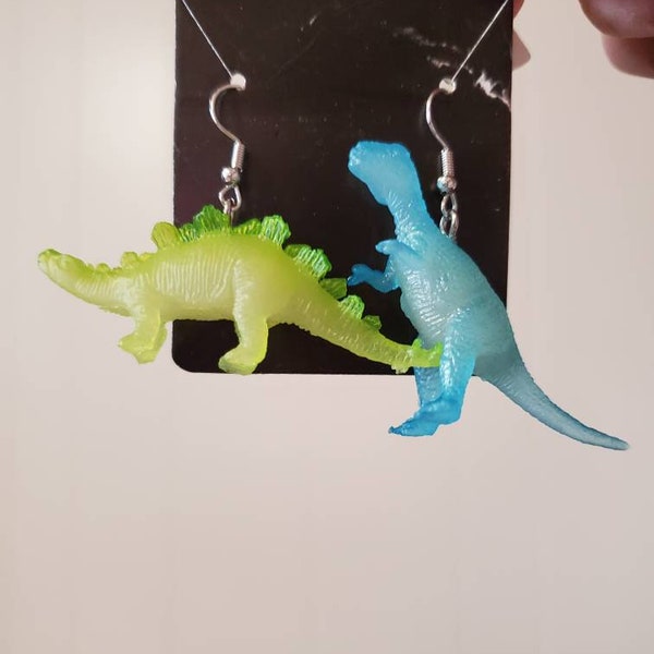 Glow In the dark dinosaur earrings
