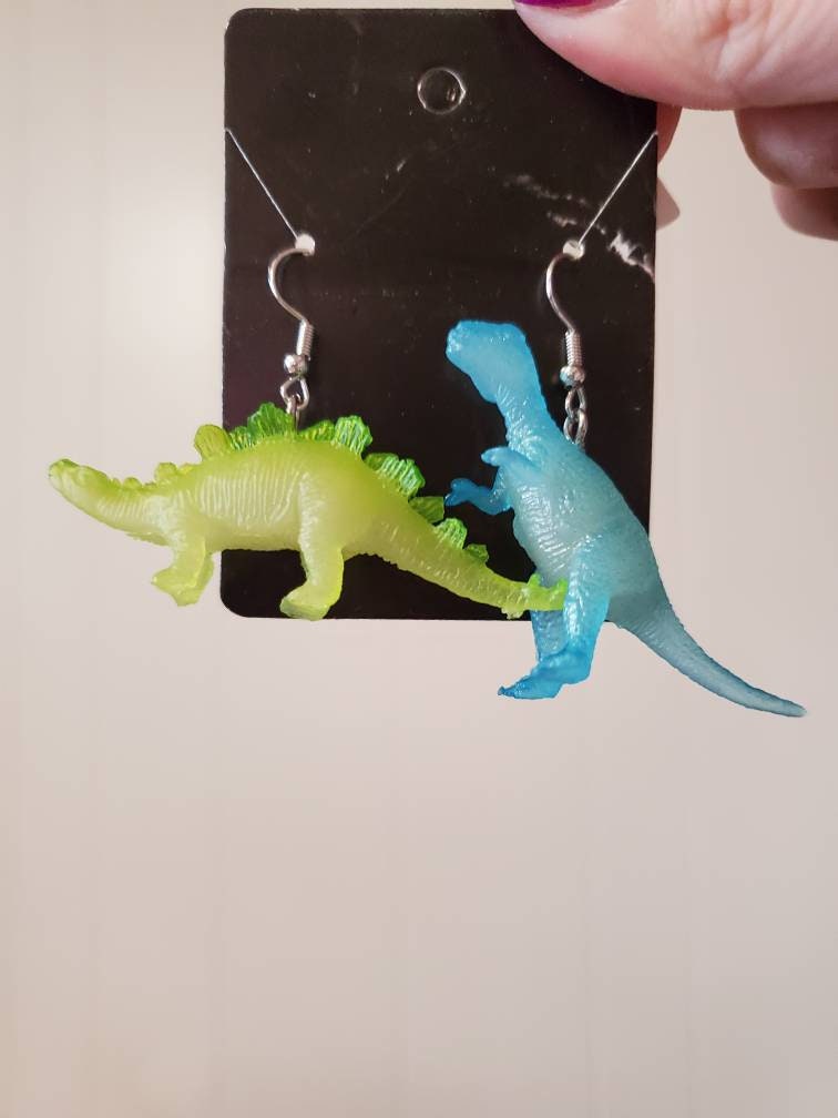 Glow In the dark dinosaur earrings