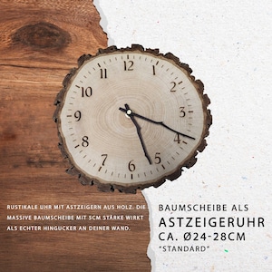 Rustikale Holzuhr aus echter Baumscheibe – Astzeigeruhr Ø25–28cm – Handgemachte Wanduhr Naturholz – Unikat Wanddeko Holz