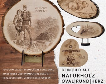 Tree slice with photo | Photo engraving | Image on wood | Tree slice photo | Photo on wood | Image engraving | Personalized | Individual | Gift