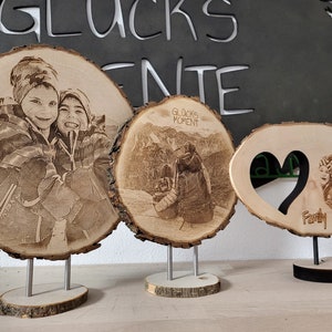 Baumscheibe rund mit Gravur Fotogravur Bild auf Holz Baumscheibenfoto Foto auf Holz Bildgravur Bild 1