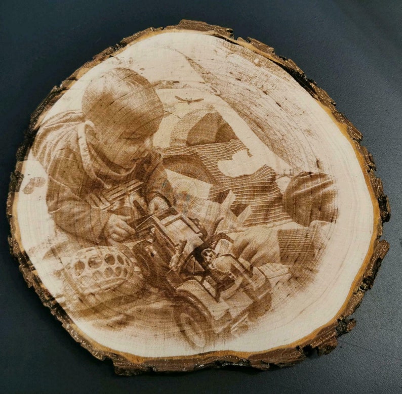 Baumscheibe rund mit Gravur Fotogravur Bild auf Holz Baumscheibenfoto Foto auf Holz Bildgravur Bild 7