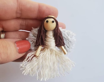 Worry Doll- Tiny Treasures Angel Macrame with Poem and Gift Box