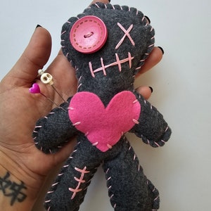 Bigger Tiny Treasures: Voodoo Doll With Pins and Poem Choose Color!