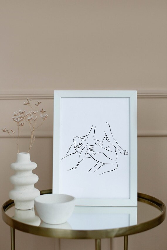 DIGITAL DOWNLOAD Sensual Bedroom Wall Art Erotic Line Art  
