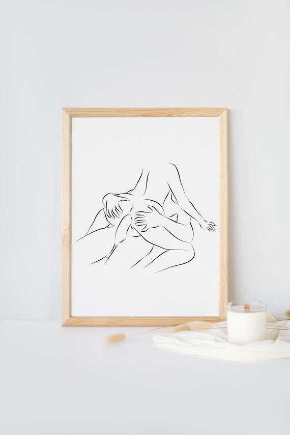 DIGITAL DOWNLOAD Sensual Bedroom Wall Art Erotic Line Art  
