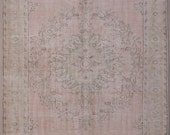 6x10 feet beige creamy pink faded oriental Anatolian Oushak large size handwoven cotton wool rug carpet hooking decorative gift for her