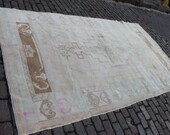 6x10 beige creamy brown distressed oriental Anatolian medium size handwoven cotton wool rug ,hooking decorative carpet gift for valentines