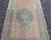3x8 feet orange green mixed vintage medallion patterned Antique Distressed natural runner rug for sale valentines day gift