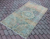 3 39 2x5 39 6 faded brown blue pink medallion patterned Antique Distressed Accent Rug for Entry