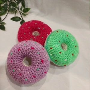 Crocheted donuts, crochet food, play food, toys, children&#39;s kitchen, shop, food
