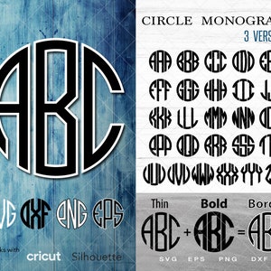 Circle Monogram SVG , Alphabet  Designs, Shapes svg png eps dxf Files for Cricut and Silhouette, Easy Cut, Instant Download for print