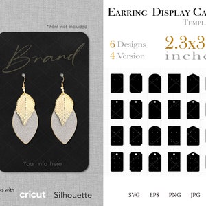 24 Earring Display Card 2.3"x3.5", Earring Packaging, Earring svg,Shapes SVG PNG DXF Eps Files for Cricut and Silhouette, Instant Download