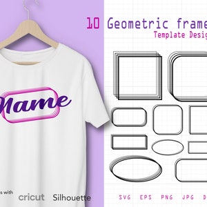 10 archivos SVG de marco geométrico, SVG de marco doble, SVG de borde rectangular, SVG de formas PNG EPS dxf jpg para Cricut y Silhouette, descarga instantánea