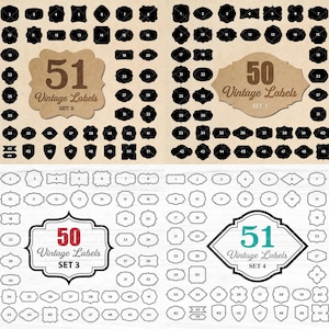 Vintage etikettenontwerp SVG-set - bundel met tag-, banner- en badgevormen voor de Cricut en Silhouette | Directe downloadbestanden.