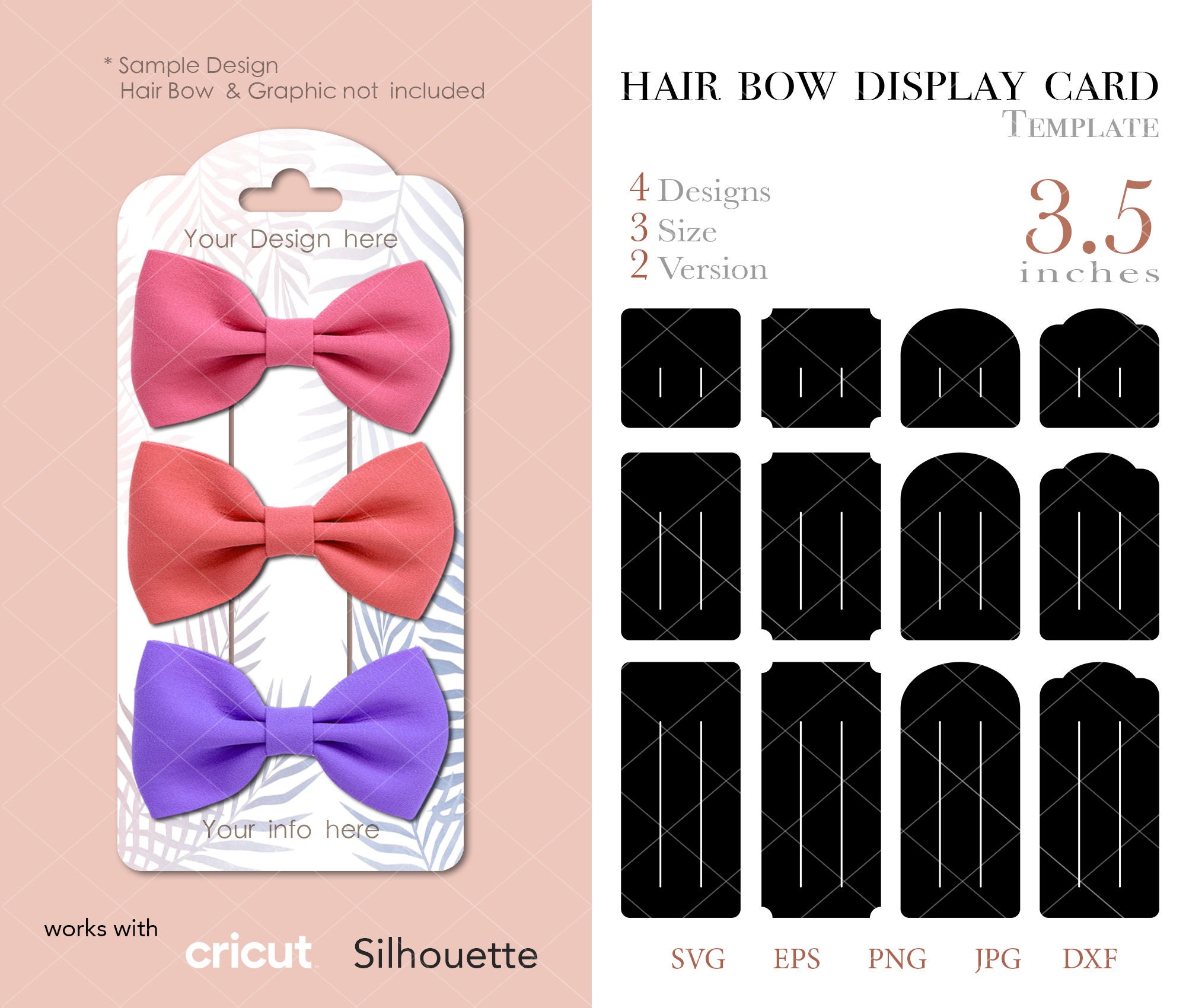 24 Hair Bow Display Card SVG Hair Bow Shapes Svg Png Eps Dxf - Etsy