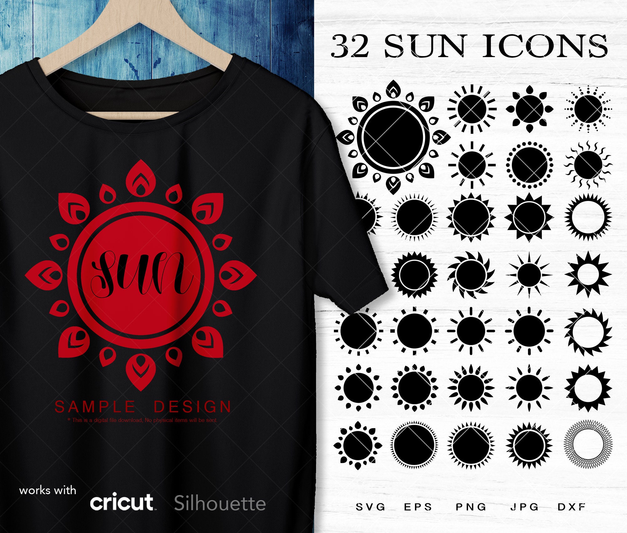 Sun Icons SVG Sun Sublimation sun Shapes Svg Png Eps Dxf Jpg - Etsy