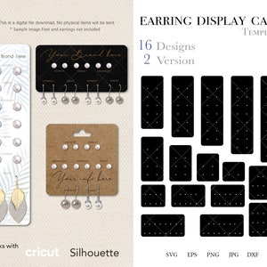 32 boucles d'oreilles svg, boucle d'oreille 7 jours ensemble emballage svg, formes SVG PNG DXF fichiers Eps pour Cricut et Silhouette, téléchargement immédiat