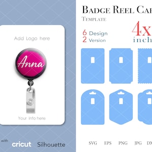 Badge Reel Card Blank Template, Retractable Badge Display Card SVG