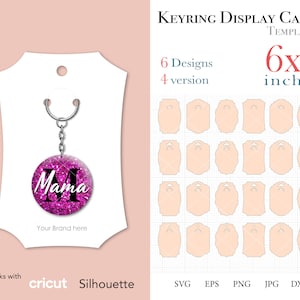 Keychain Display Card SVG, Keyring Card Template SVG for Cricut and  Silhouette, Keychain SVG 