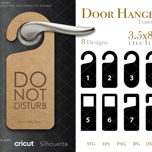 Door Hanger Template 3.5"x8.5"(set1), Door tag, Shapes svg png eps dxf files for Cricut and Silhouette, Easy Cut, Instant Download for print