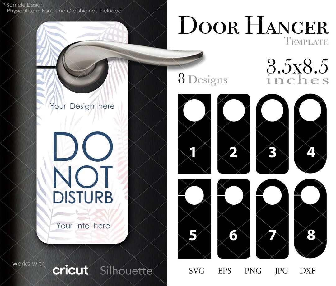 Door Hanger Template 3.5"x8.5"(set2), Door Tag, Shapes Svg Png Eps Dxf ...