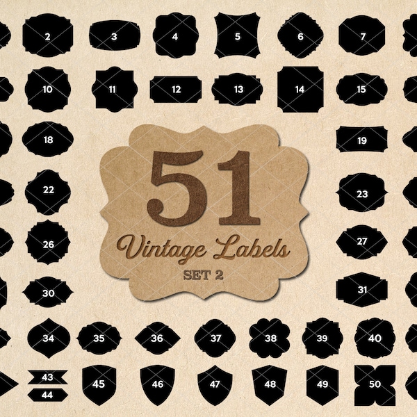 Vintage Tag Svg (Set 2), Labels Svg, Banner Svg, Shapes SVG PNG DXF Eps Files for Cricut and Silhouette, Easy Cut, Instant Download