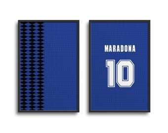 Argentina Albiceleste 1994 Football WC Away Kit Print | Poster Wall Art, Football, Personalised Gift, Birthday Gift, Father&#39;s Day Gift
