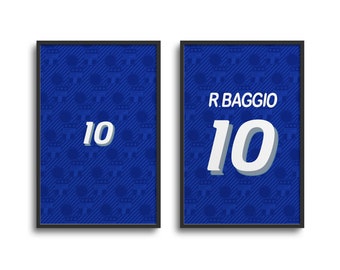Italien Azzurri 1994 Fotbolls-VM Hemmatröja Tryck | Väggkonst Poster, Fotboll, Personlig Gåva, Födelsedagspresent, Fars Dag-present